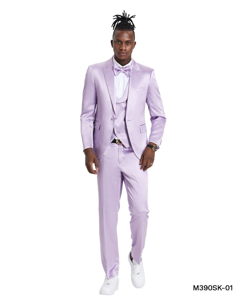 Lavender Solid Shiny U - Shape Vest Mens - suit - Bundle Bus