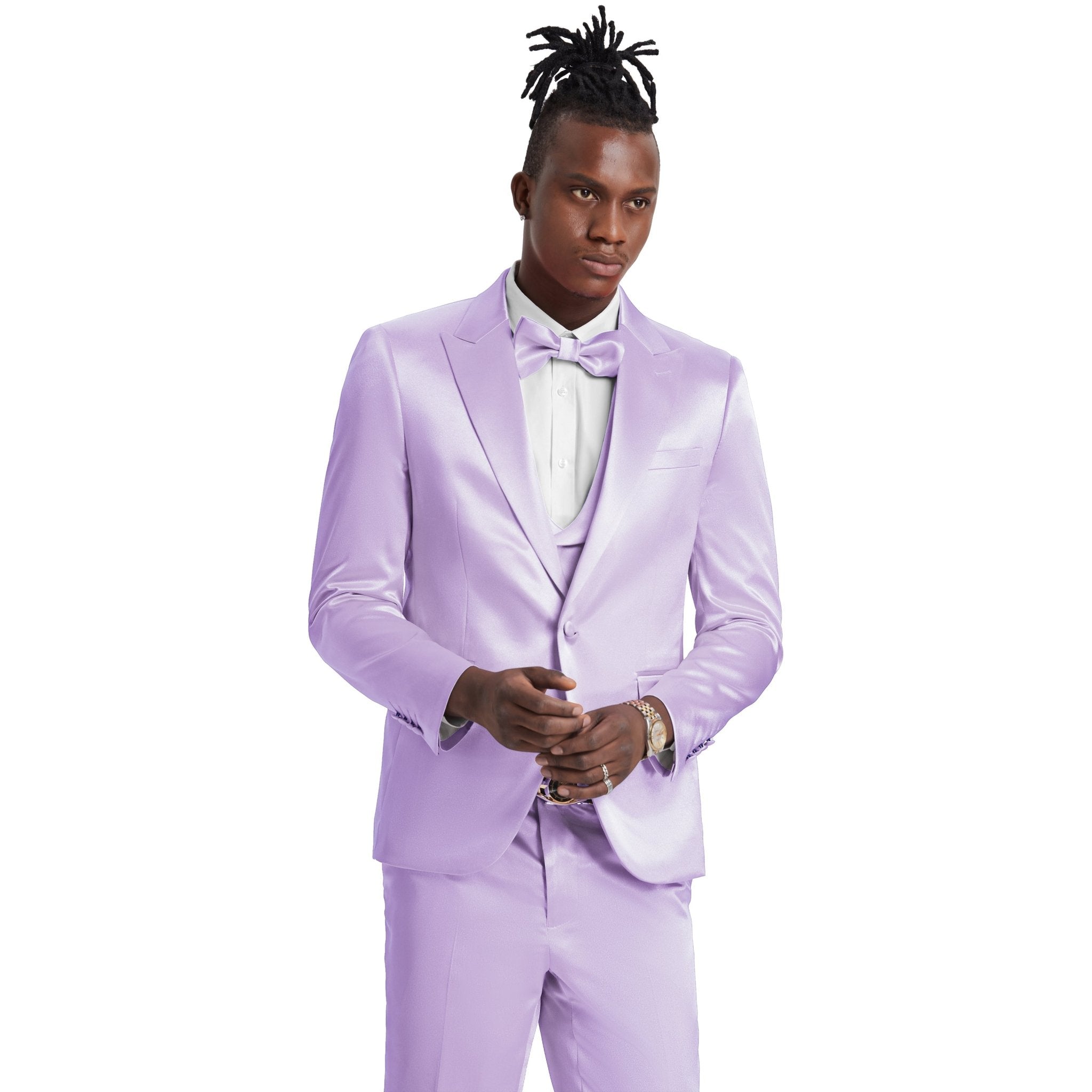 Lavender Solid Shiny U - Shape Vest Mens - suit - Bundle Bus