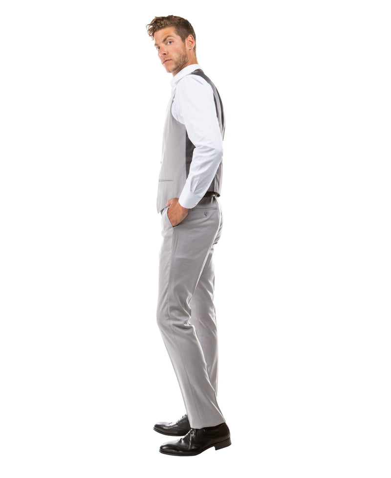 Light Grey Zegarie Suit Separates Solid Men's Vests For Men - Bundle Bus