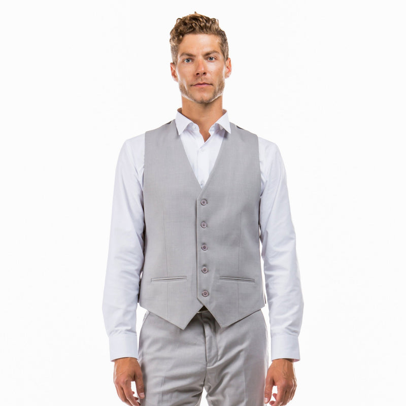Light Grey Zegarie Suit Separates Solid Men's Vests For Men - Bundle Bus