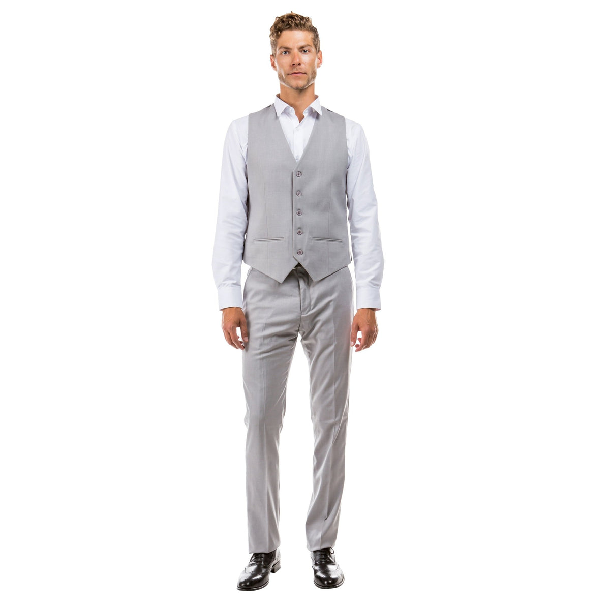 Light Grey Zegarie Suit Separates Solid Men's Vests For Men - Bundle Bus