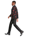 Men's Floral Slim - Fit Blazer w/ Satin Shawl Collar - Bundle Bus