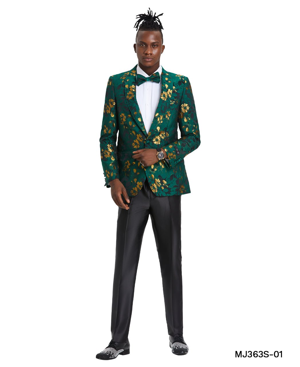 Men's Floral Slim - Fit Blazer w/ Shawl Lapel - Bundle Bus