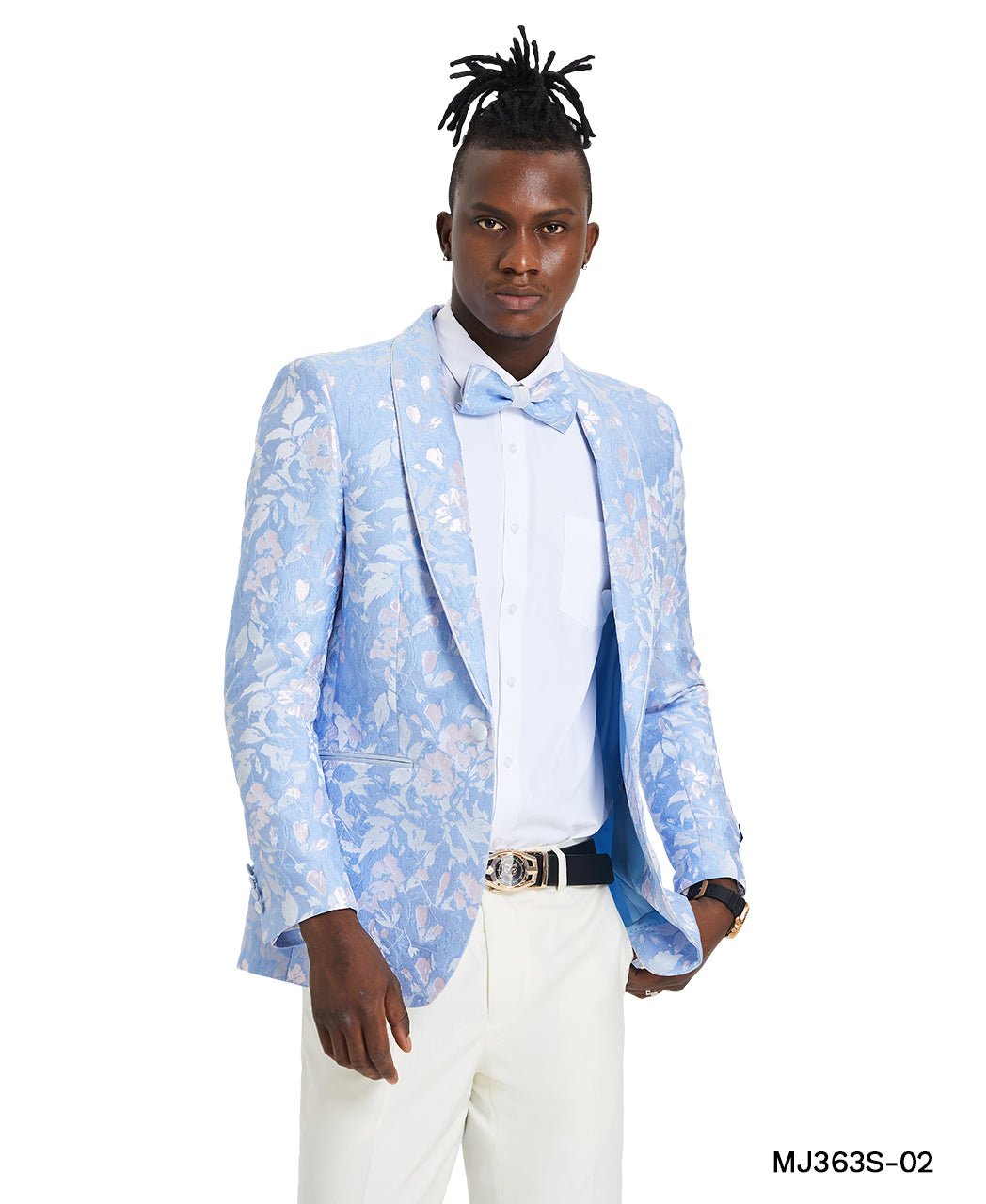 Men's Floral Slim - Fit Blazer w/ Shawl Lapel - Bundle Bus