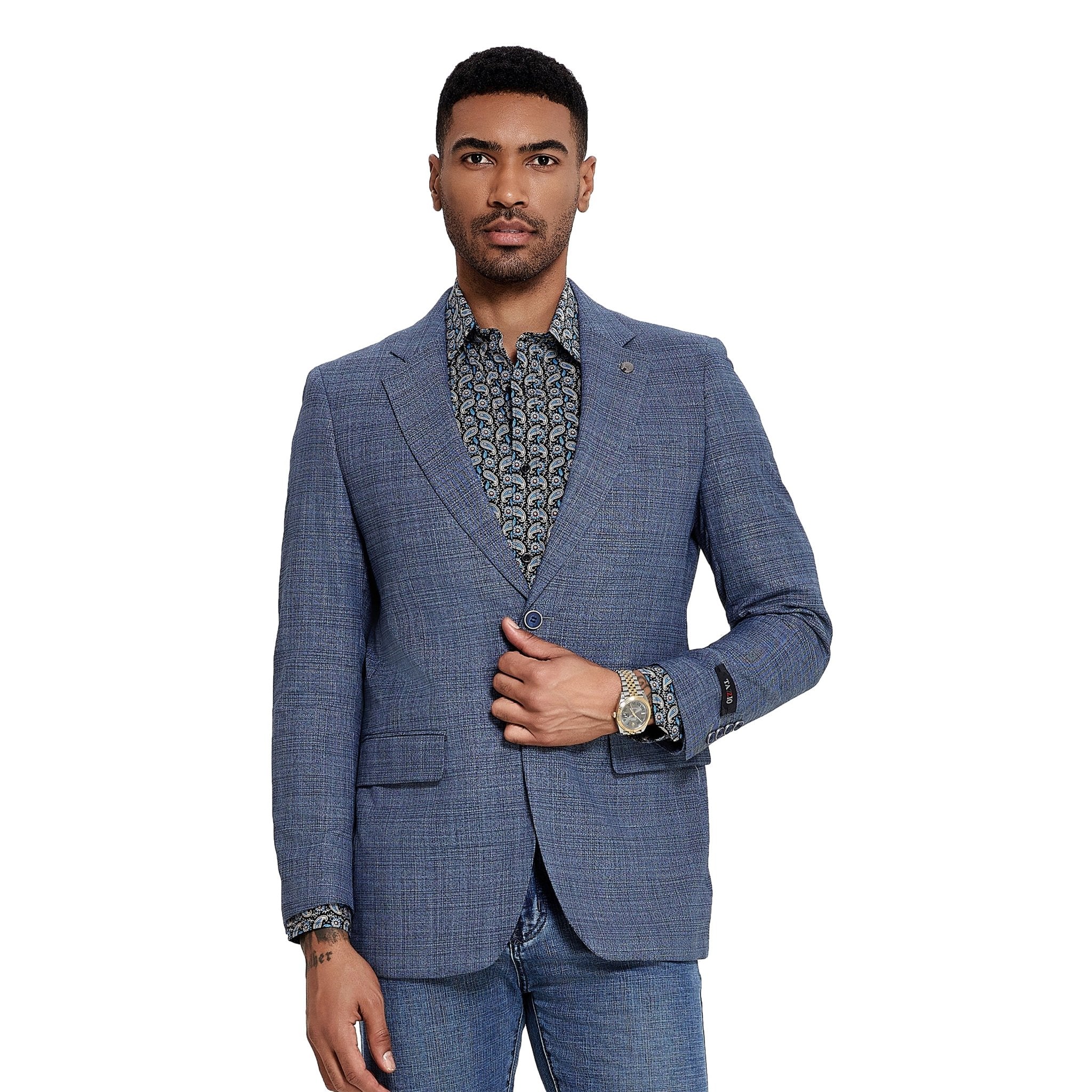 Men's Glen Check Slim - Fit Sport Coat Only - Bundle Bus