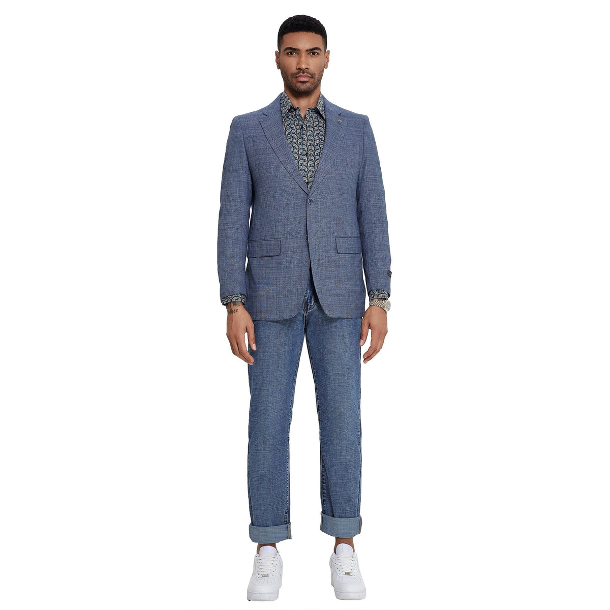 Men's Glen Check Slim - Fit Sport Coat Only - Bundle Bus