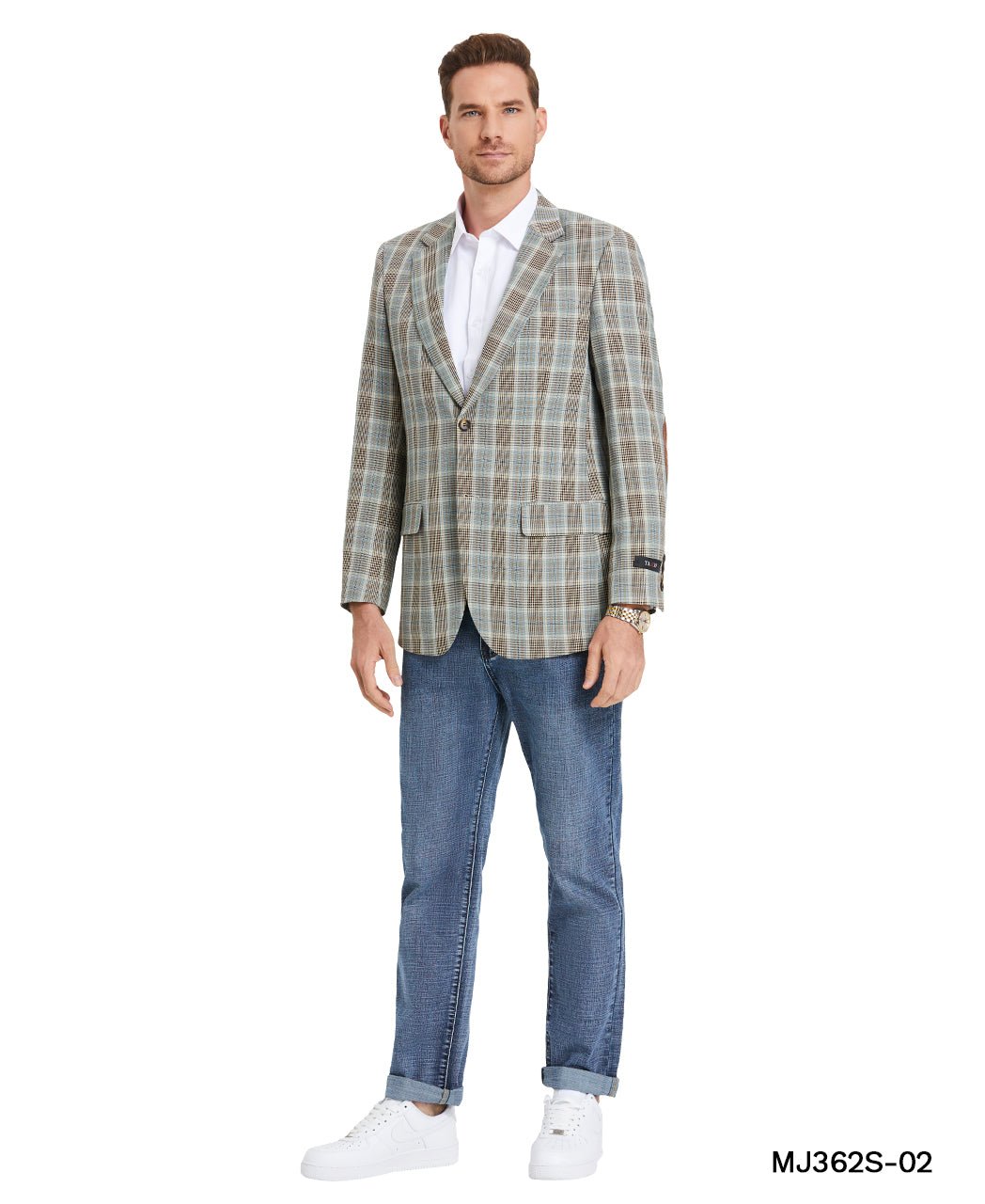 Men's Glen Plaid Slim - Fit Blazer w/ Notch Lapel - Bundle Bus