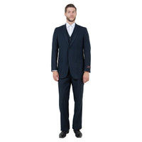 Men's Modern - Fit 3pc Pinstripe Suit, Notch Lapel - Bundle Bus
