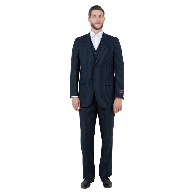 Men's Modern - Fit 3pc Pinstripe Suit, Notch Lapel - Bundle Bus