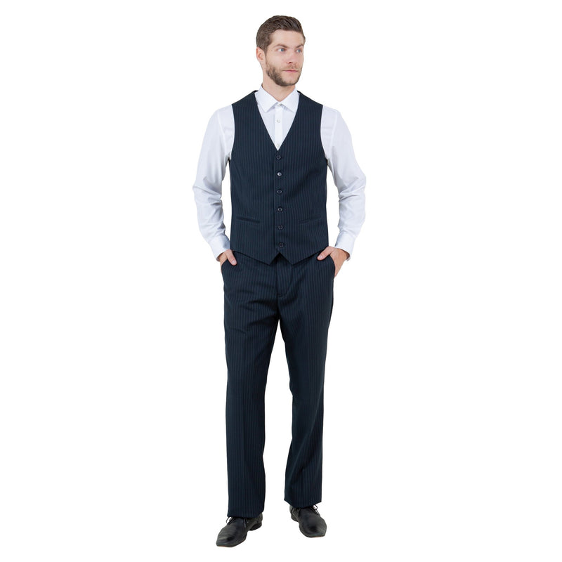 Men's Modern - Fit 3pc Pinstripe Suit, Notch Lapel - Bundle Bus