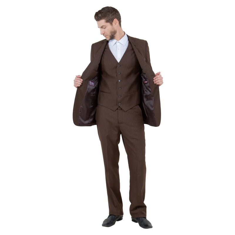 Men's Modern - Fit 3pc Pinstripe Suit, Notch Lapel - Bundle Bus