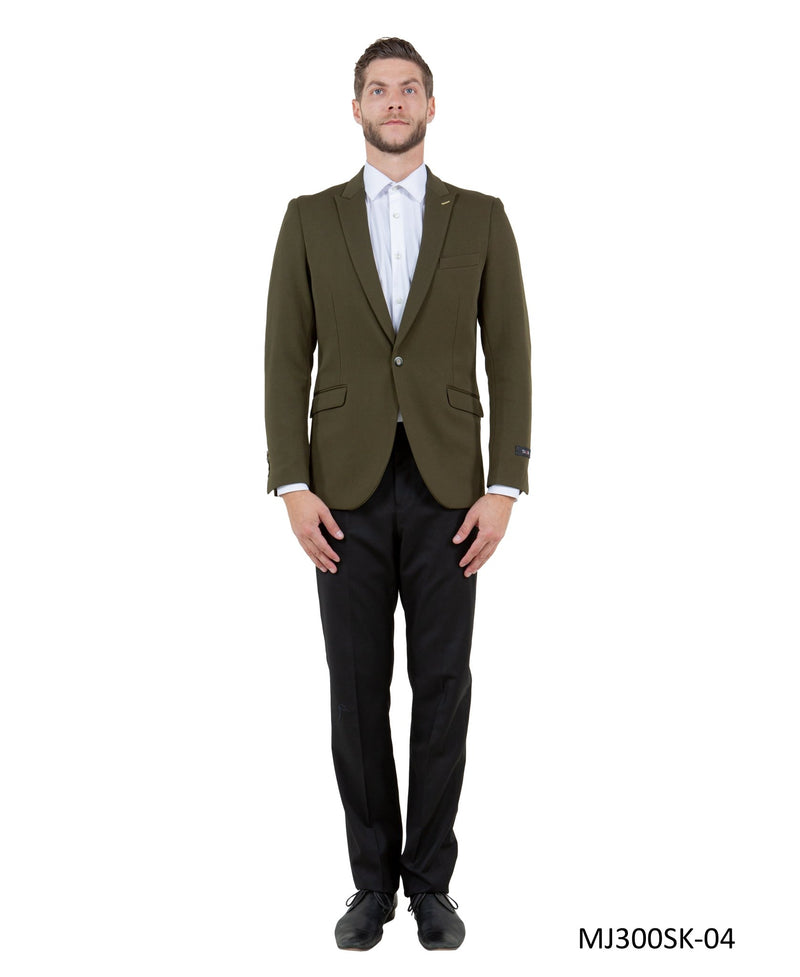 Mens Peak Lapel Blazer Only Solid Pattern - Bundle Bus