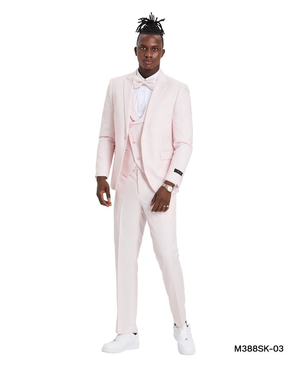 Men's Pink Polka Dot Suit With Matching Vest, Pants, & Bowtie - Bundle Bus