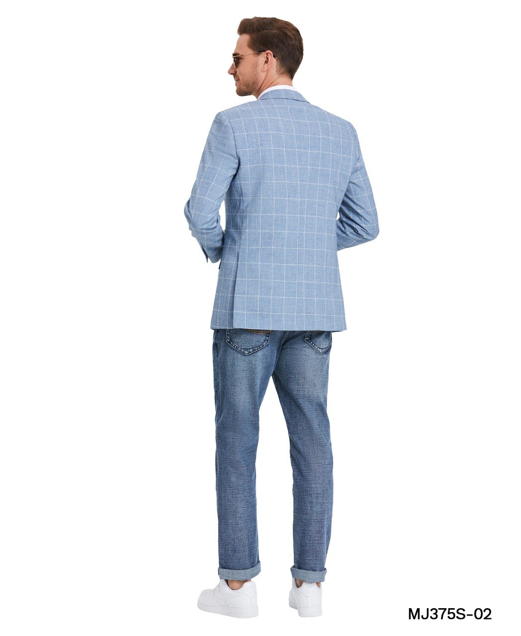 Men's Plaid Slim - Fit Blazer w/ Notch Lapel - Bundle Bus