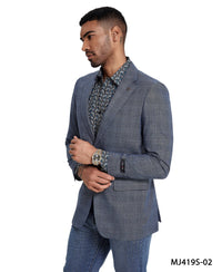 Men's Plaid Slim - Fit Blazer w/ Notch Lapel - Bundle Bus