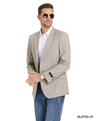 Men's Plaid Slim - Fit Blazer w/ Notch Lapel - Bundle Bus