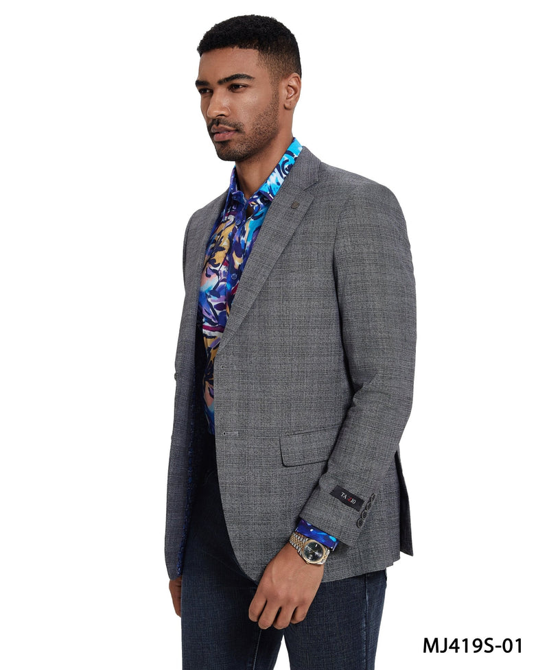 Men's Plaid Slim - Fit Blazer w/ Notch Lapel - Bundle Bus