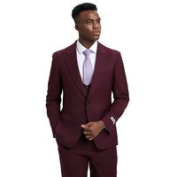 Men's Stacy Adams Hybrid - Fit 3pc Suit Set, Jacket Vest and Pants - Bundle Bus