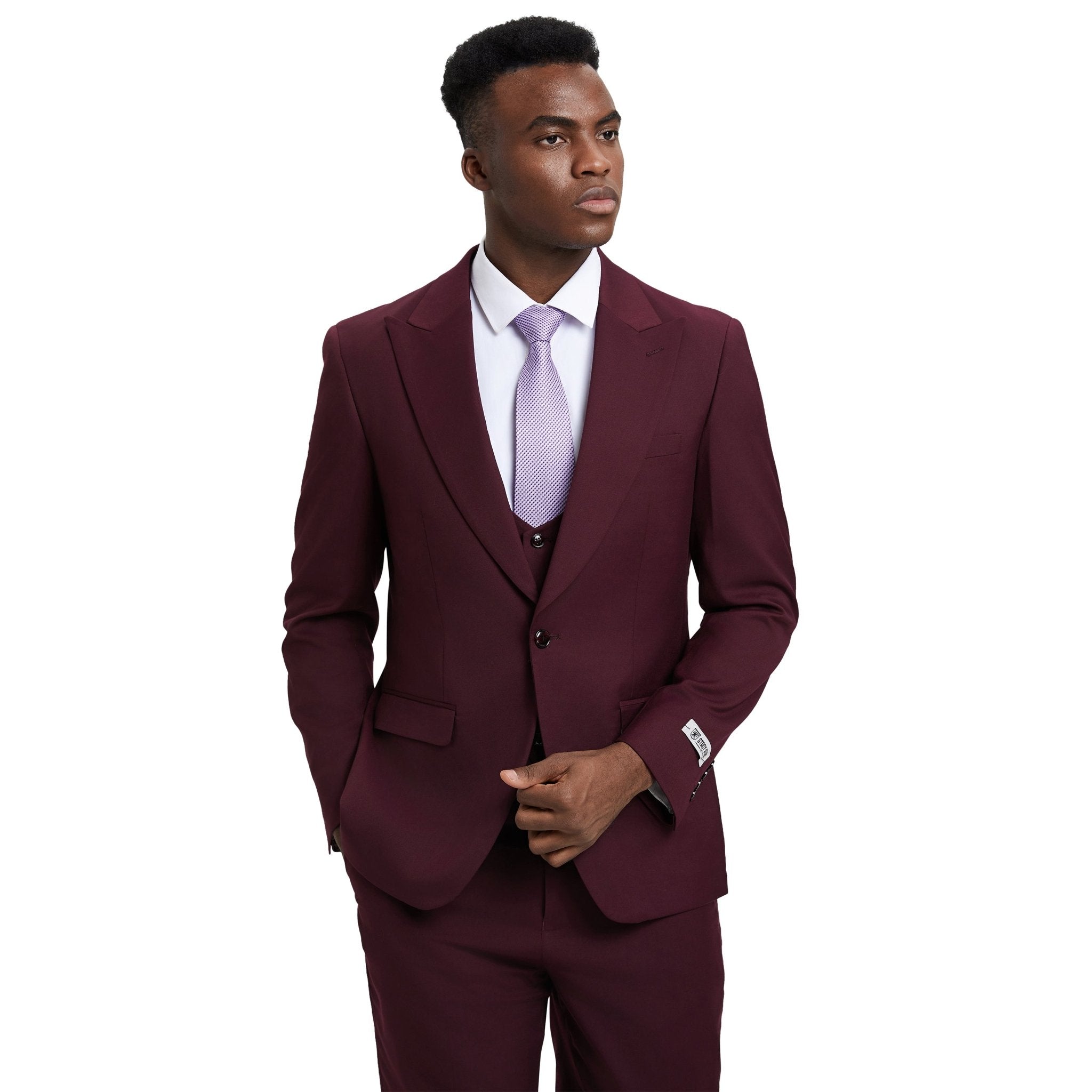 Men's Stacy Adams Hybrid - Fit 3pc Suit Set, Jacket Vest and Pants - Bundle Bus