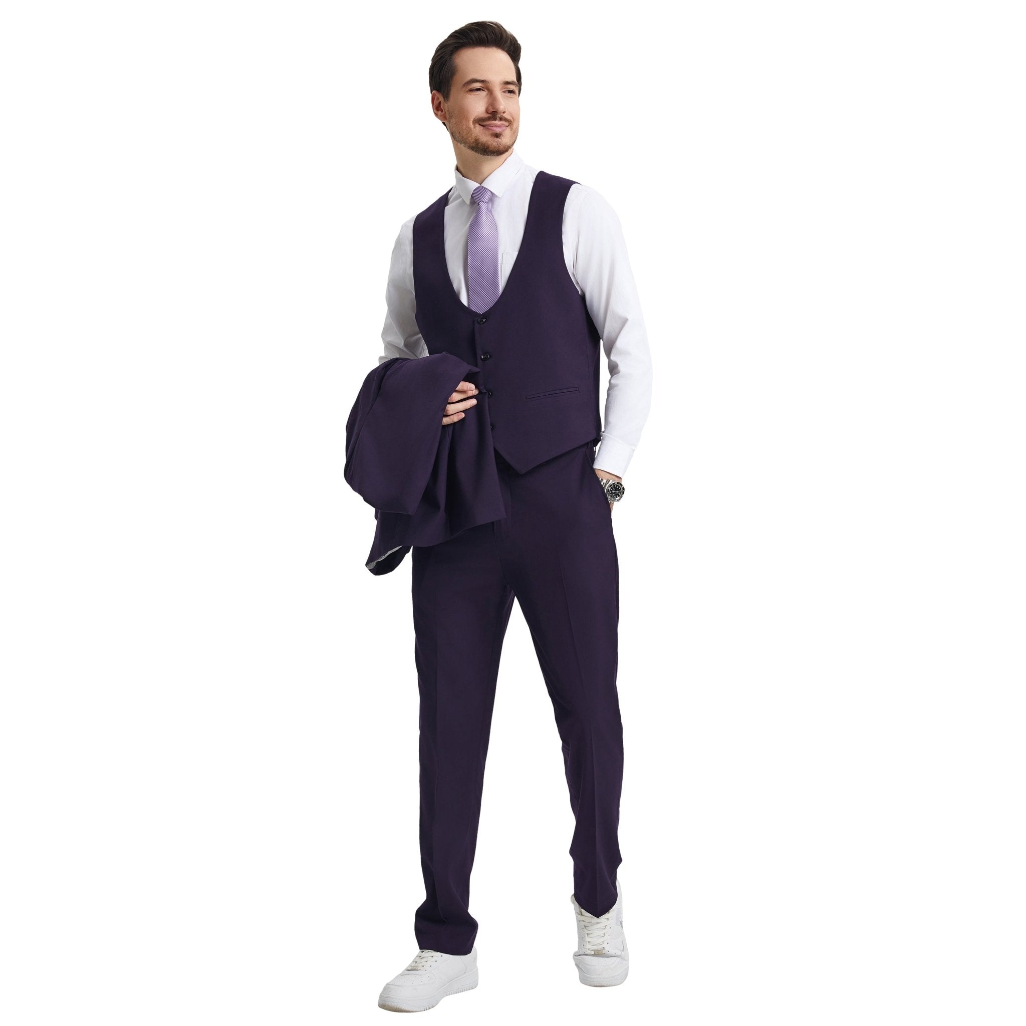 Men's Stacy Adams Hybrid - Fit 3pc Suit Set, Jacket Vest and Pants - Bundle Bus