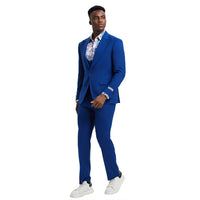 Men's Stacy Adams Hybrid - Fit 3pc Suit Set, Jacket Vest and Pants - Bundle Bus