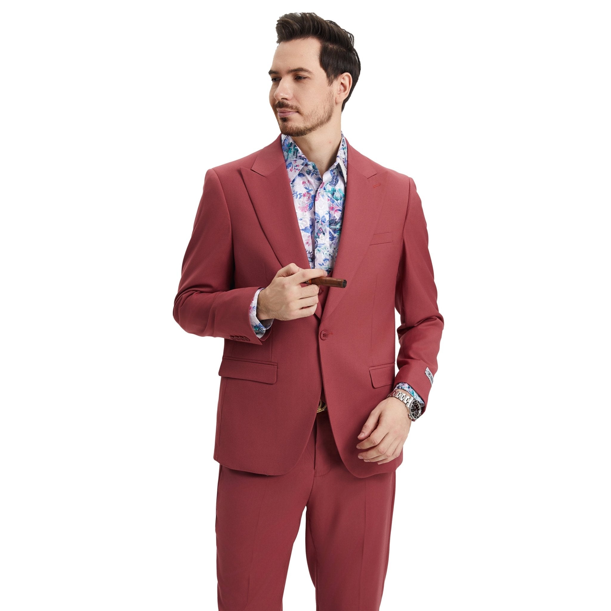Men's Stacy Adams Hybrid - Fit 3pc Suit Set, Jacket Vest and Pants - Bundle Bus
