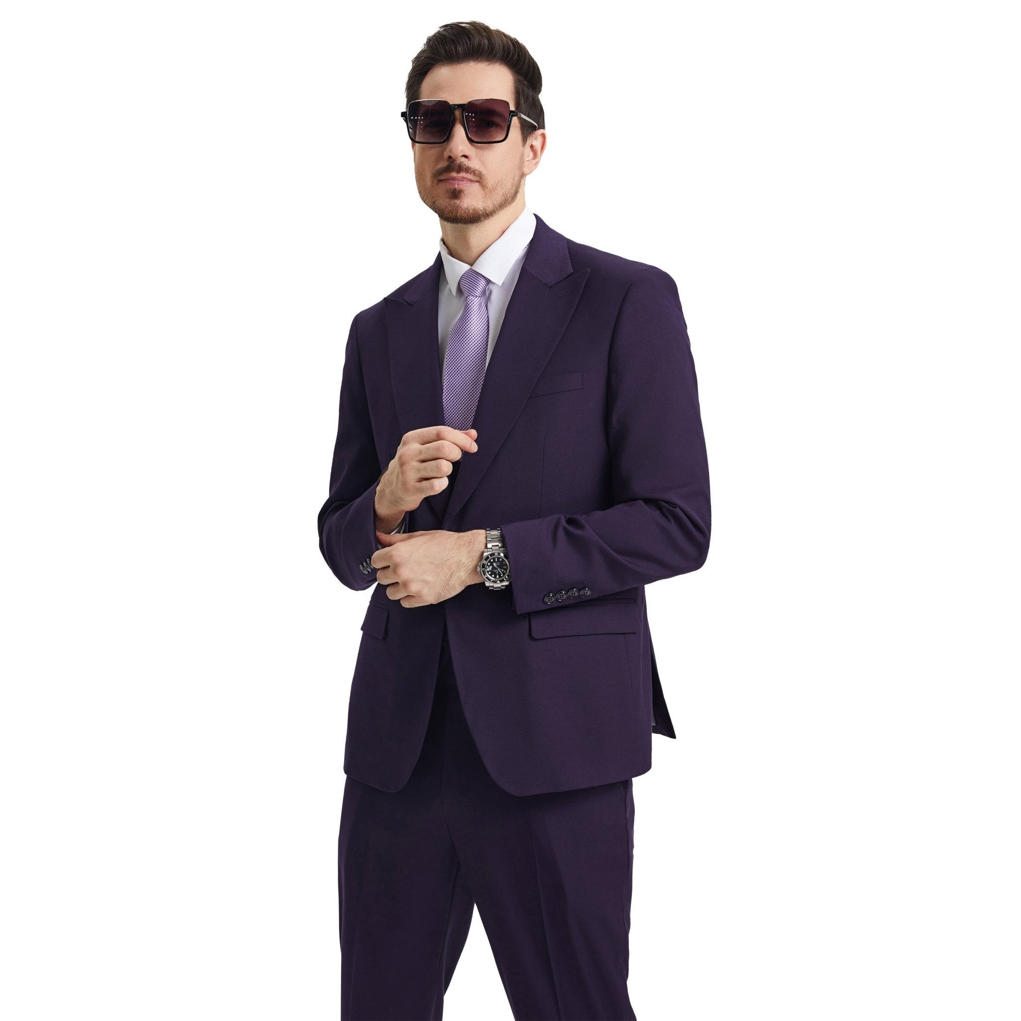 Men's Stacy Adams Hybrid - Fit 3pc Suit Set, Jacket Vest and Pants - Bundle Bus