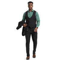 Men's Stacy Adams Hybrid - Fit 3pc Suit Set, Jacket Vest and Pants - Bundle Bus