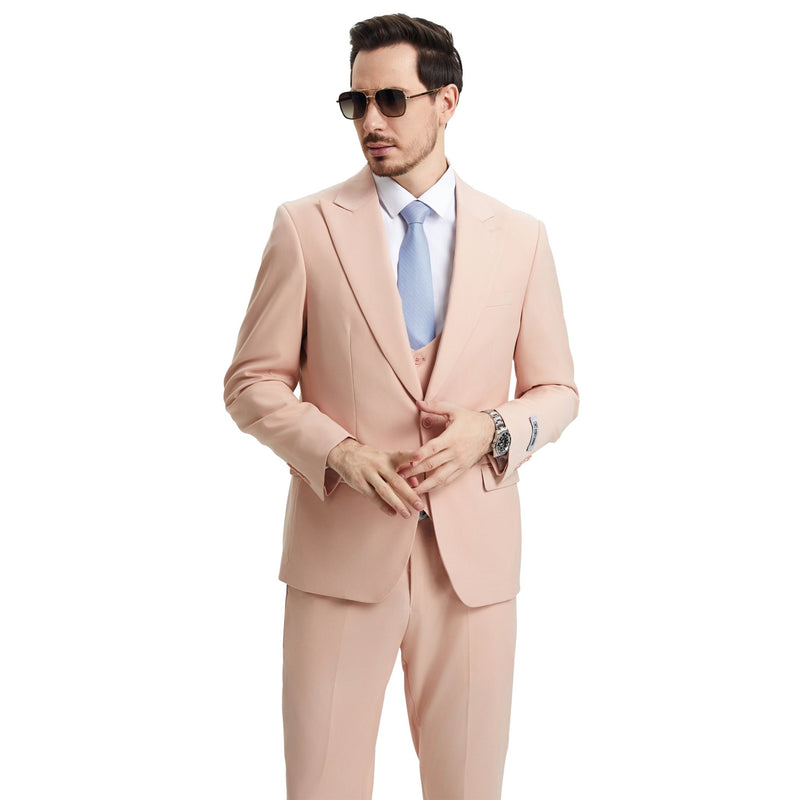 Men's Stacy Adams Hybrid - Fit 3pc Suit Set, Jacket Vest and Pants - Bundle Bus