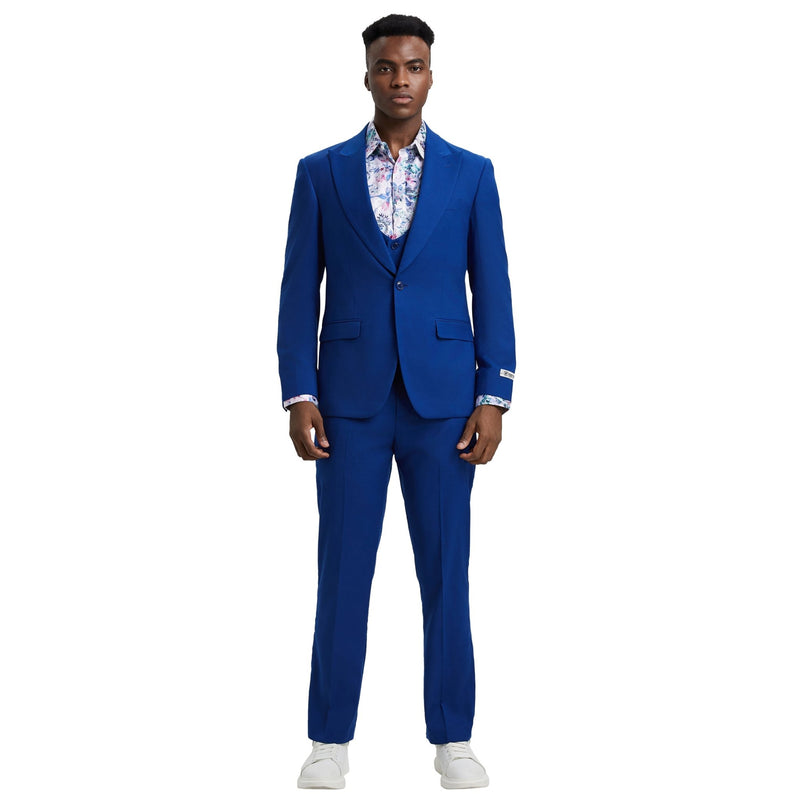Men's Stacy Adams Hybrid - Fit 3pc Suit Set, Jacket Vest and Pants - Bundle Bus