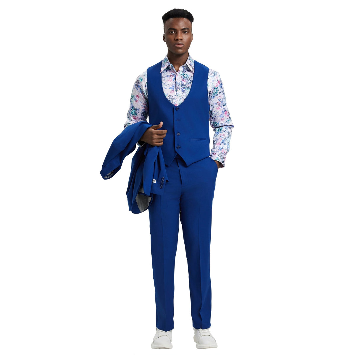 Men's Stacy Adams Hybrid - Fit 3pc Suit Set, Jacket Vest and Pants - Bundle Bus
