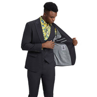 Men's Stacy Adams Hybrid - Fit 3pc Suit Set, Jacket Vest and Pants - Bundle Bus
