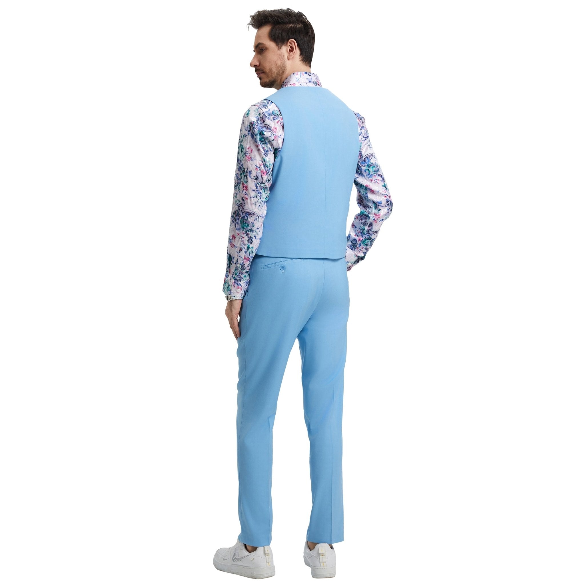 Men's Stacy Adams Hybrid - Fit 3pc Suit Set, Jacket Vest and Pants - Bundle Bus