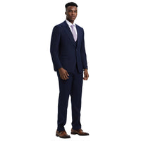 Men's Stacy Adams Hybrid - Fit 3pc Suit Set, Jacket Vest and Pants - Bundle Bus