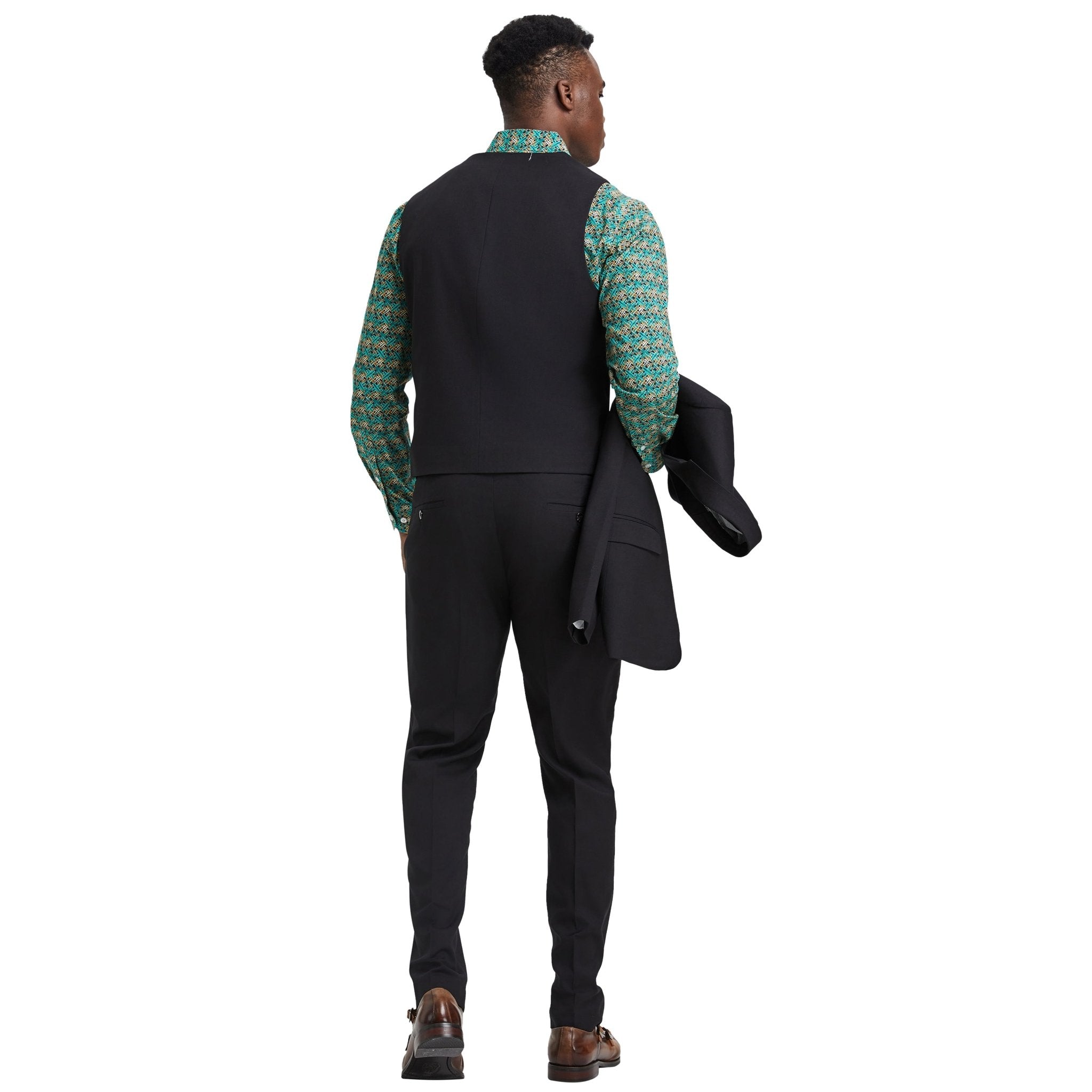 Men's Stacy Adams Hybrid - Fit 3pc Suit Set, Jacket Vest and Pants - Bundle Bus