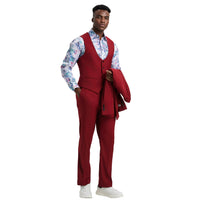 Men's Stacy Adams Hybrid - Fit 3pc Suit Set, Jacket Vest and Pants - Bundle Bus