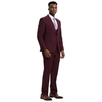 Men's Stacy Adams Hybrid - Fit 3pc Suit Set, Jacket Vest and Pants - Bundle Bus