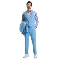 Men's Stacy Adams Hybrid - Fit 3pc Suit Set, Jacket Vest and Pants - Bundle Bus