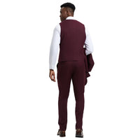Men's Stacy Adams Hybrid - Fit 3pc Suit Set, Jacket Vest and Pants - Bundle Bus