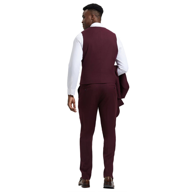Men's Stacy Adams Hybrid - Fit 3pc Suit Set, Jacket Vest and Pants - Bundle Bus