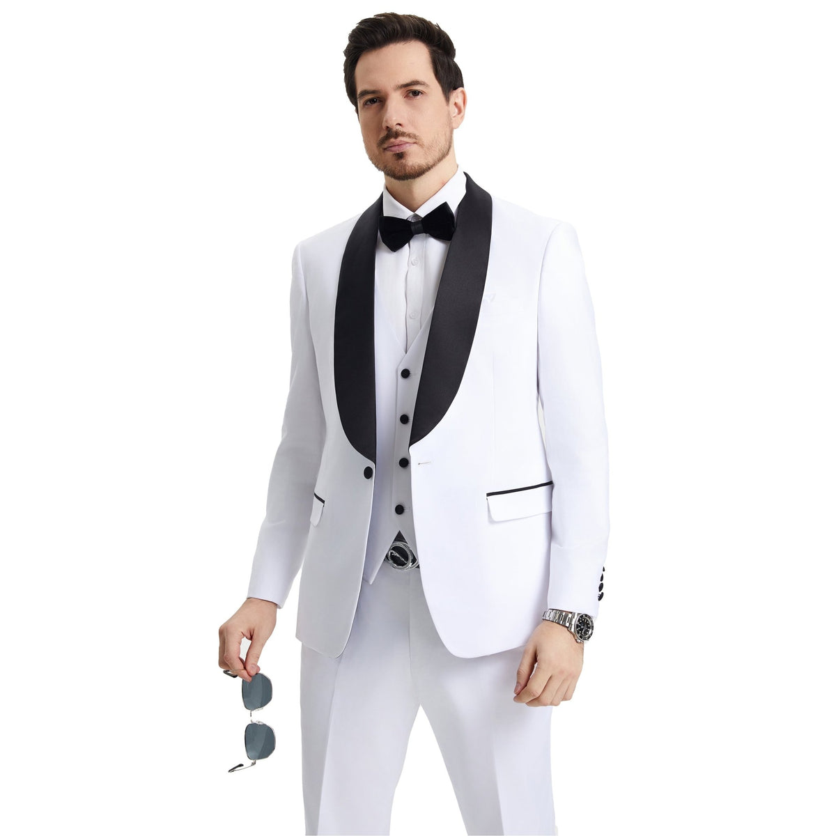 Men's Stacy Adams Hybrid - Fit 3pc Tuxedo Set - Bundle Bus