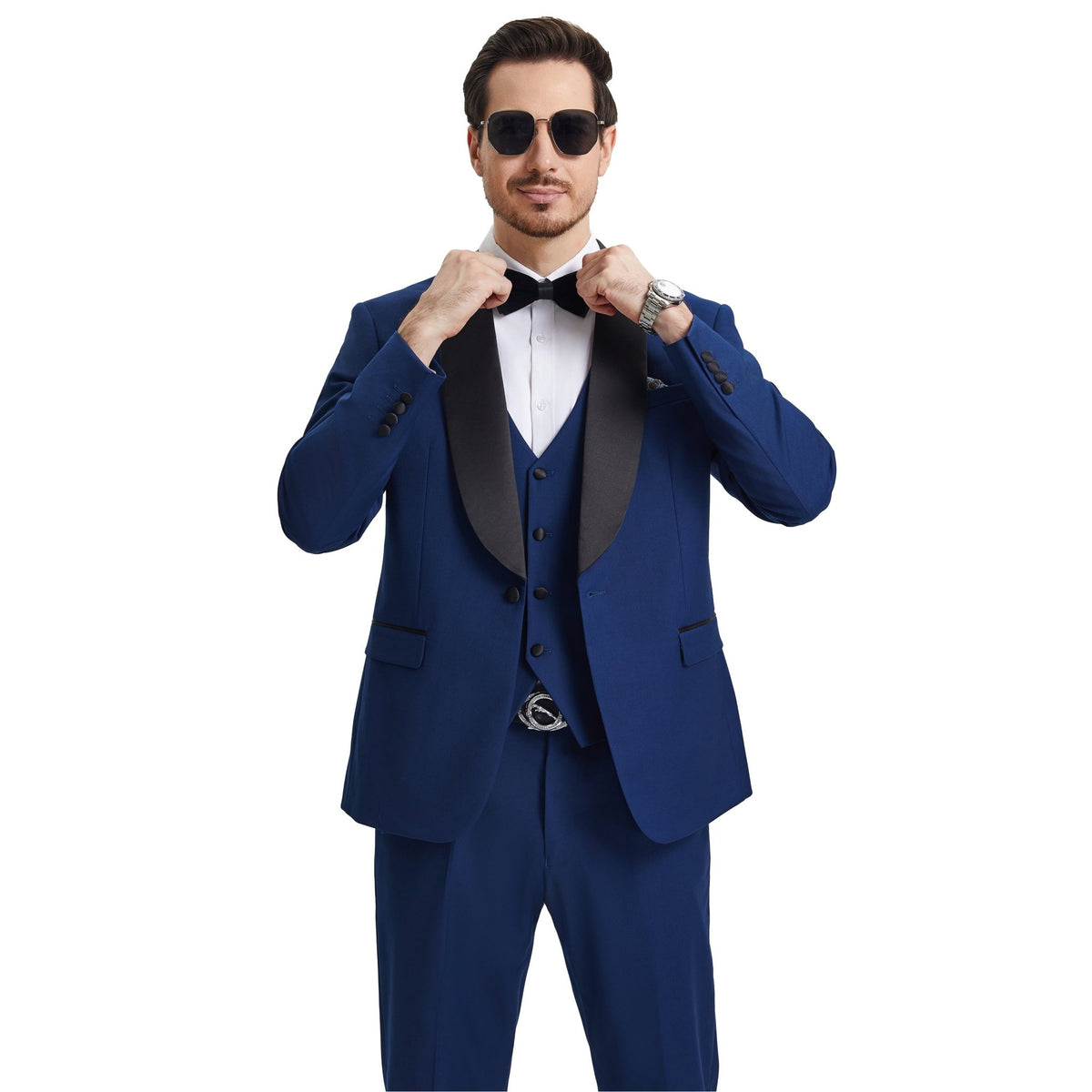 Men's Stacy Adams Hybrid - Fit 3pc Tuxedo Set - Bundle Bus