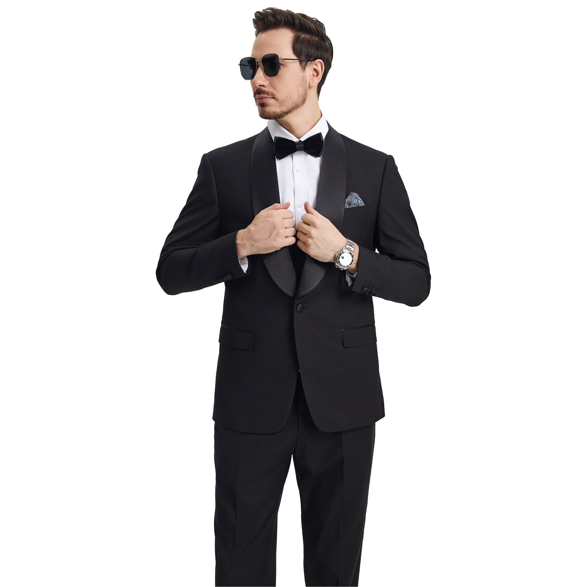 Men's Stacy Adams Hybrid - Fit 3pc Tuxedo Set - Bundle Bus