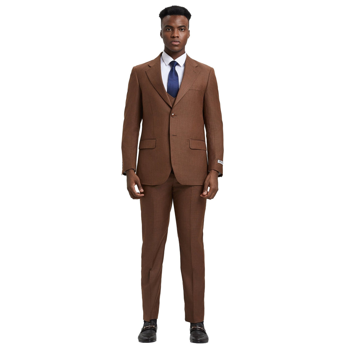 Men's Stacy Adams Sharkskin 3 - Piece Suit - Bundle Bus