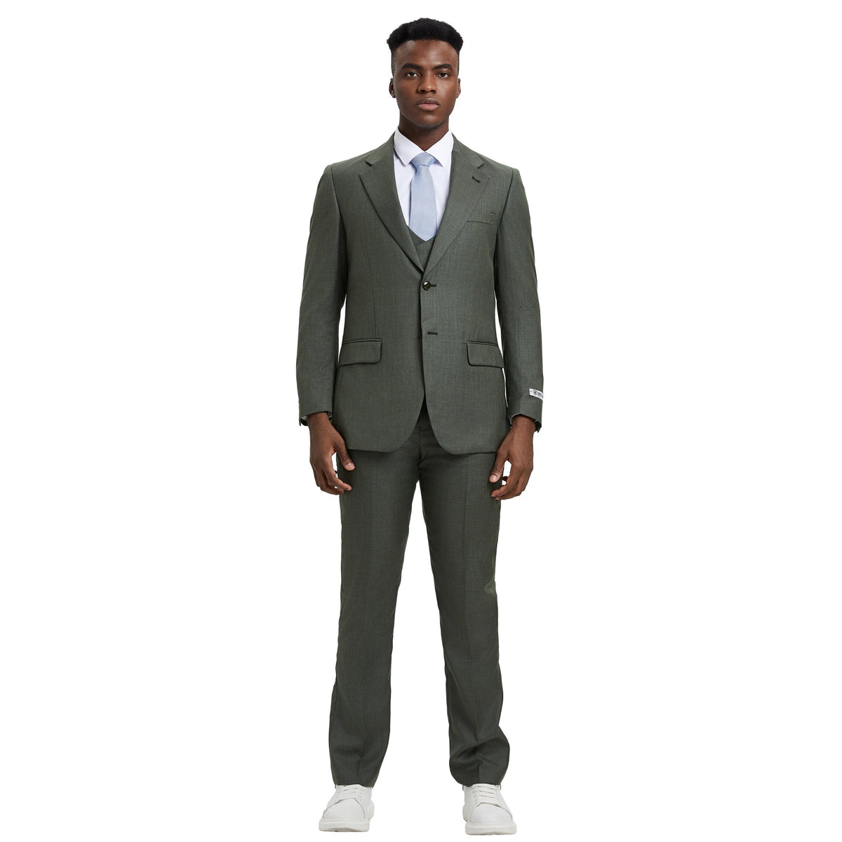 Men's Stacy Adams Sharkskin 3 - Piece Suit - Bundle Bus