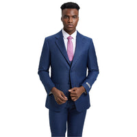 Men's Stacy Adams Sharkskin 3 - Piece Suit - Bundle Bus