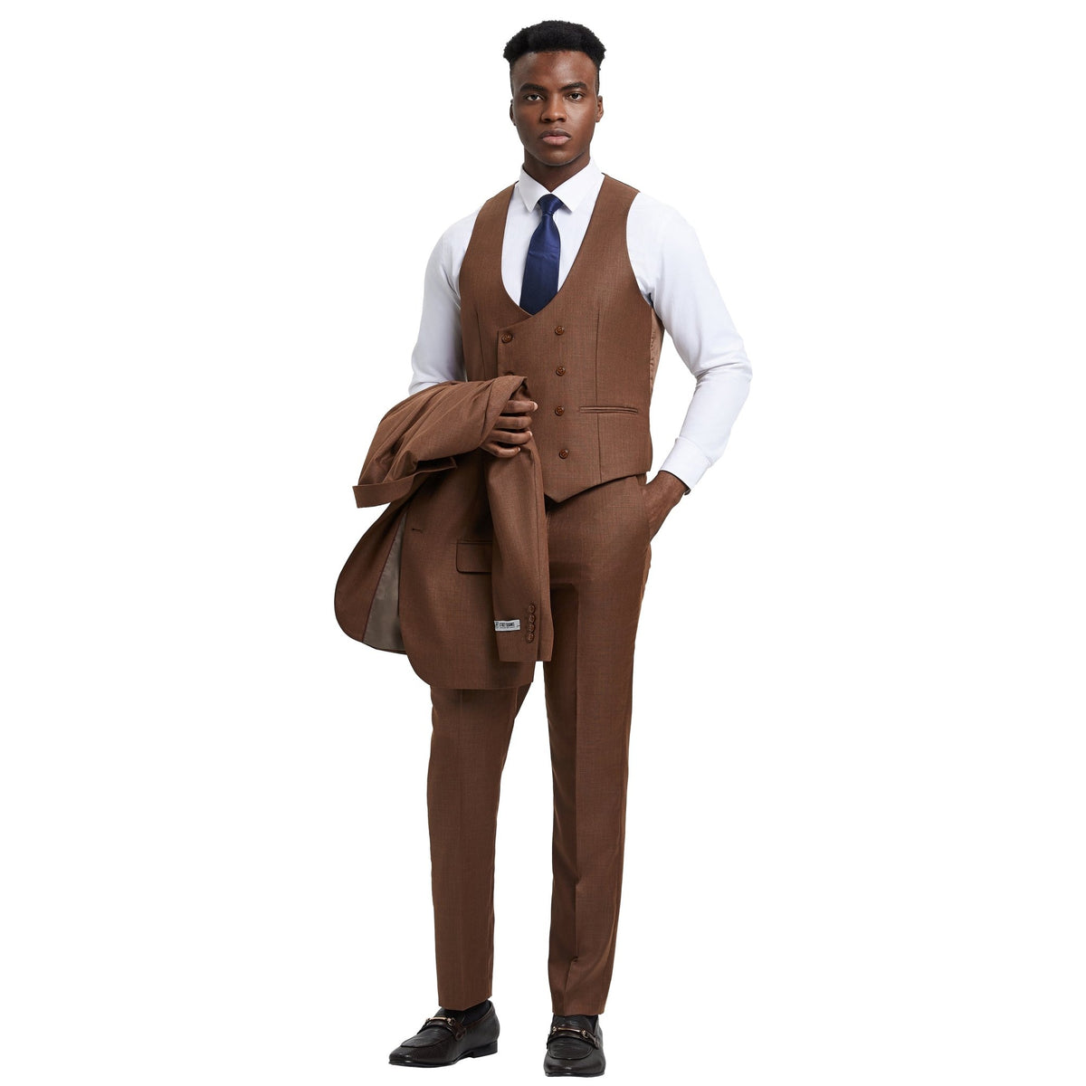 Men's Stacy Adams Sharkskin 3 - Piece Suit - Bundle Bus