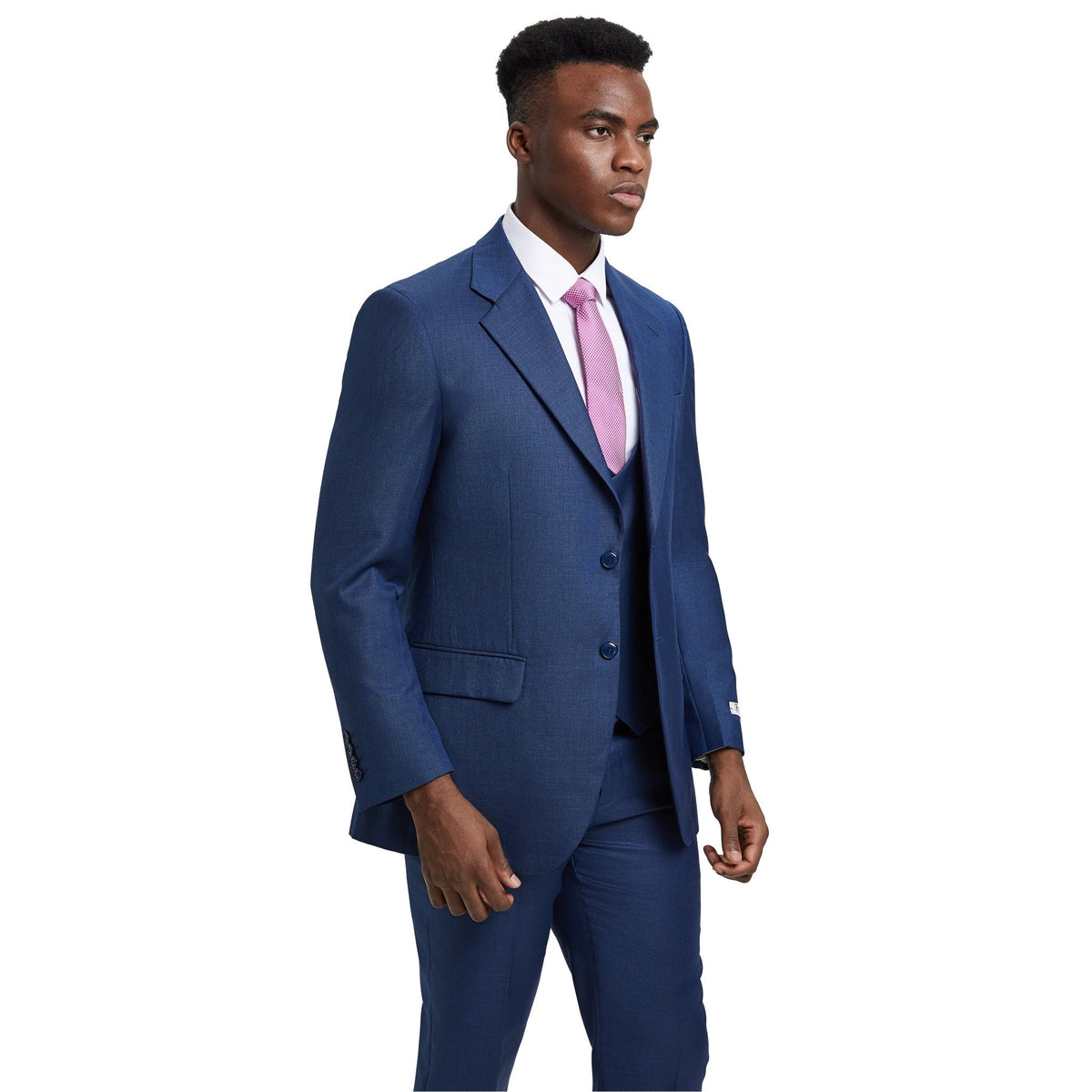 Men's Stacy Adams Sharkskin 3 - Piece Suit - Bundle Bus