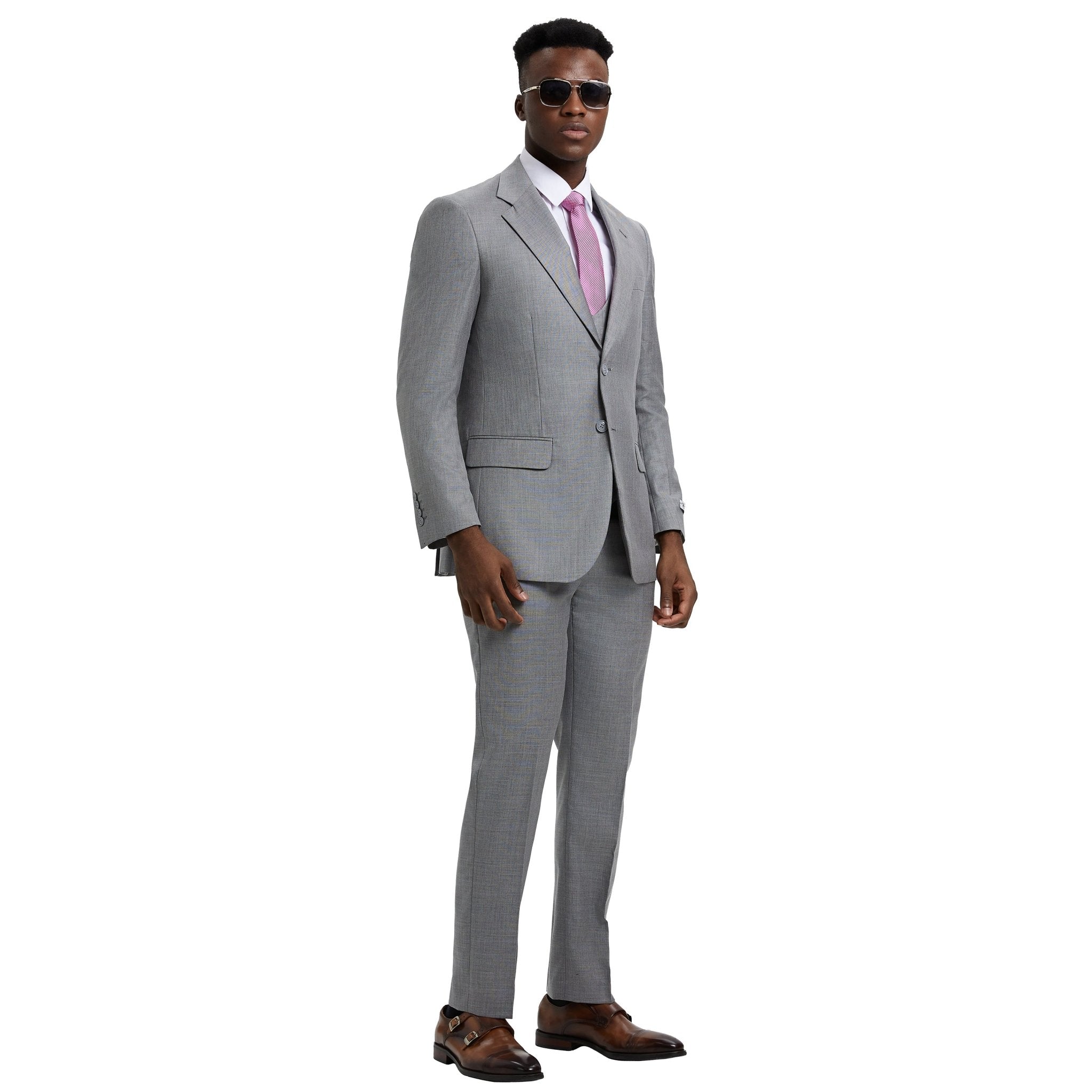 Men's Stacy Adams Sharkskin 3 - Piece Suit - Bundle Bus