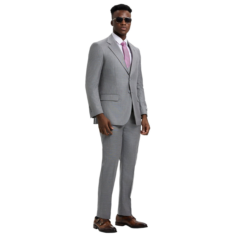 Men's Stacy Adams Sharkskin 3 - Piece Suit - Bundle Bus